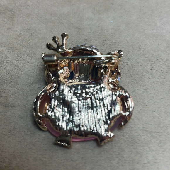 Pink Owl with Blue Eyes Brooch - Picture 3 of 4